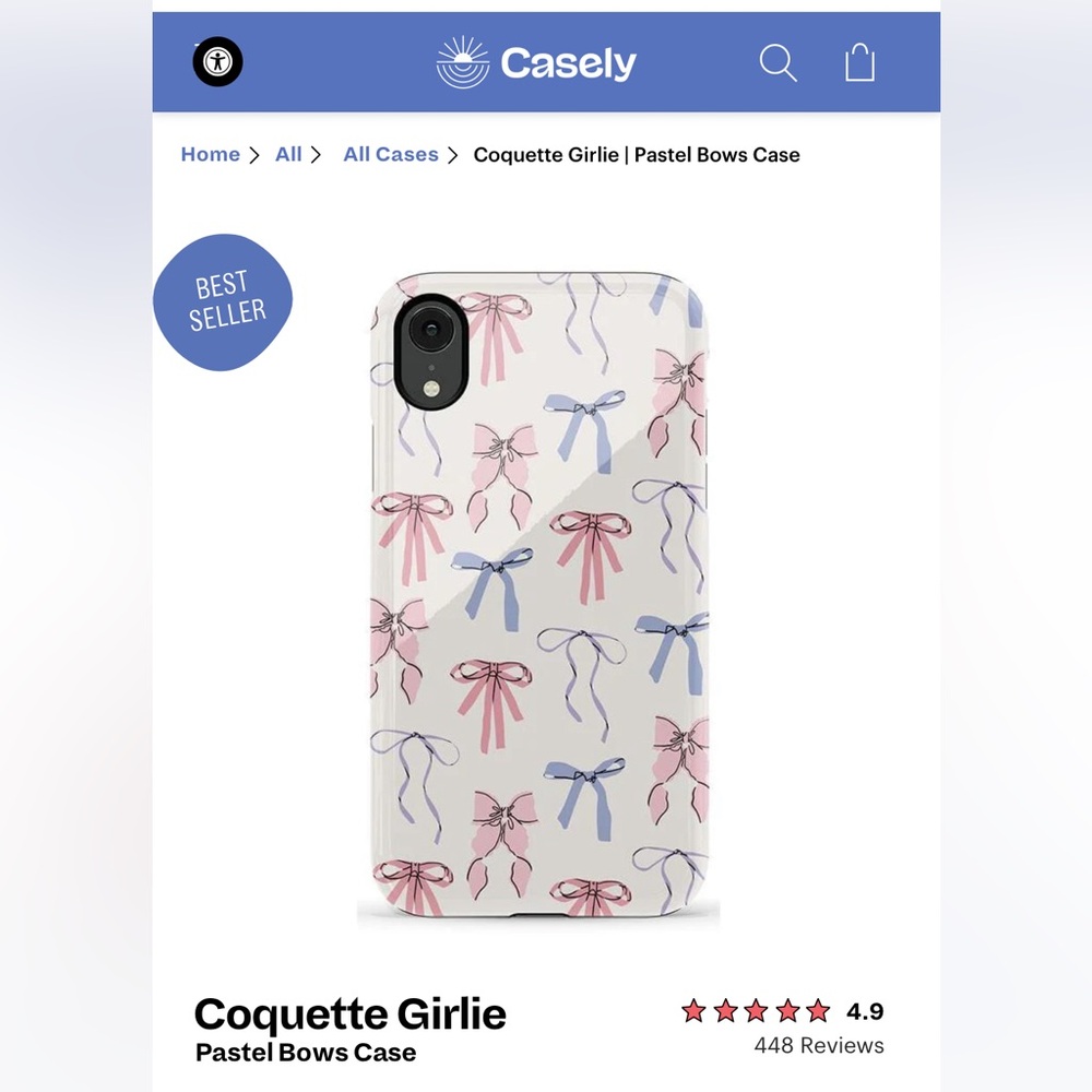 Casely iPhone XR Coquette Girlie Pastel Bows Essential Case